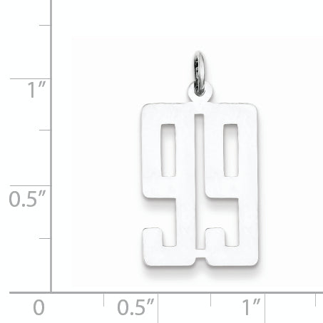 Sterling Silver Rhodium-plated Small Elongated Pol Number 99 Charm