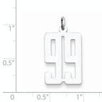 Sterling Silver Rhodium-plated Small Elongated Pol Number 99 Charm