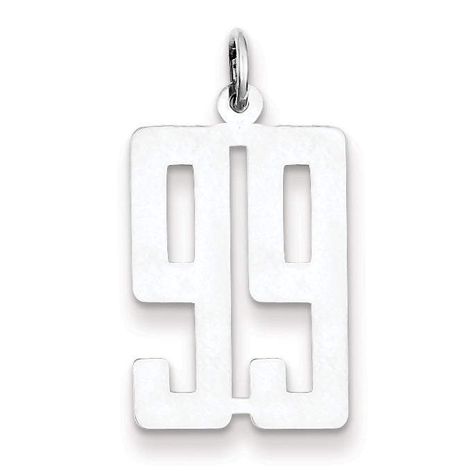 Sterling Silver/Rhodium-plated Elongated Number 99 Charm Main image