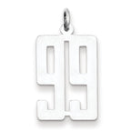 Sterling Silver/Rhodium-plated Elongated Number 99 Charm