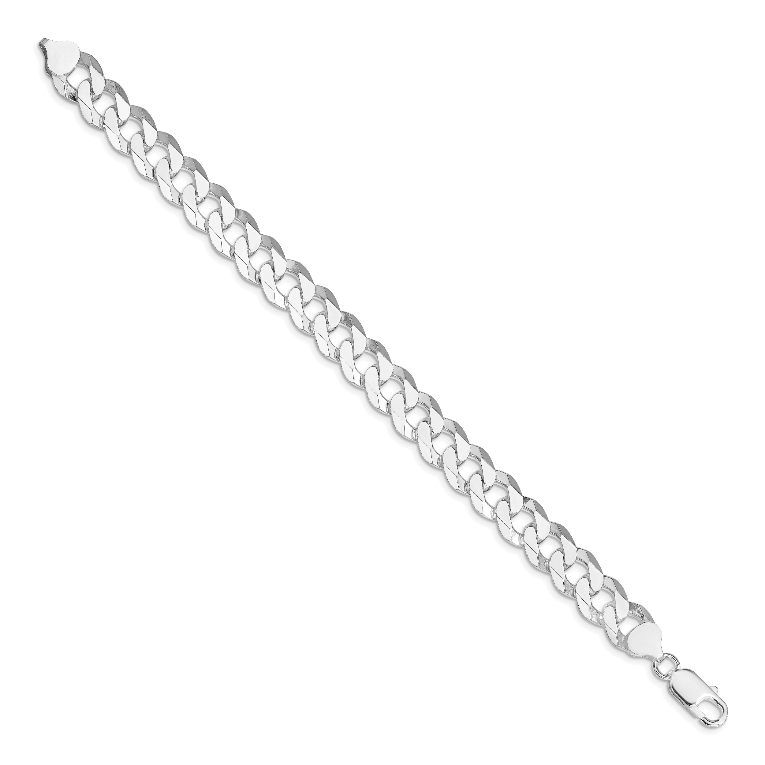 Sterling Silver Rhodium-plated 10.6mm Beveled Curb Chain Secondary image