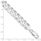 Sterling Silver Rhodium-plated 10.6mm Beveled Curb Chain