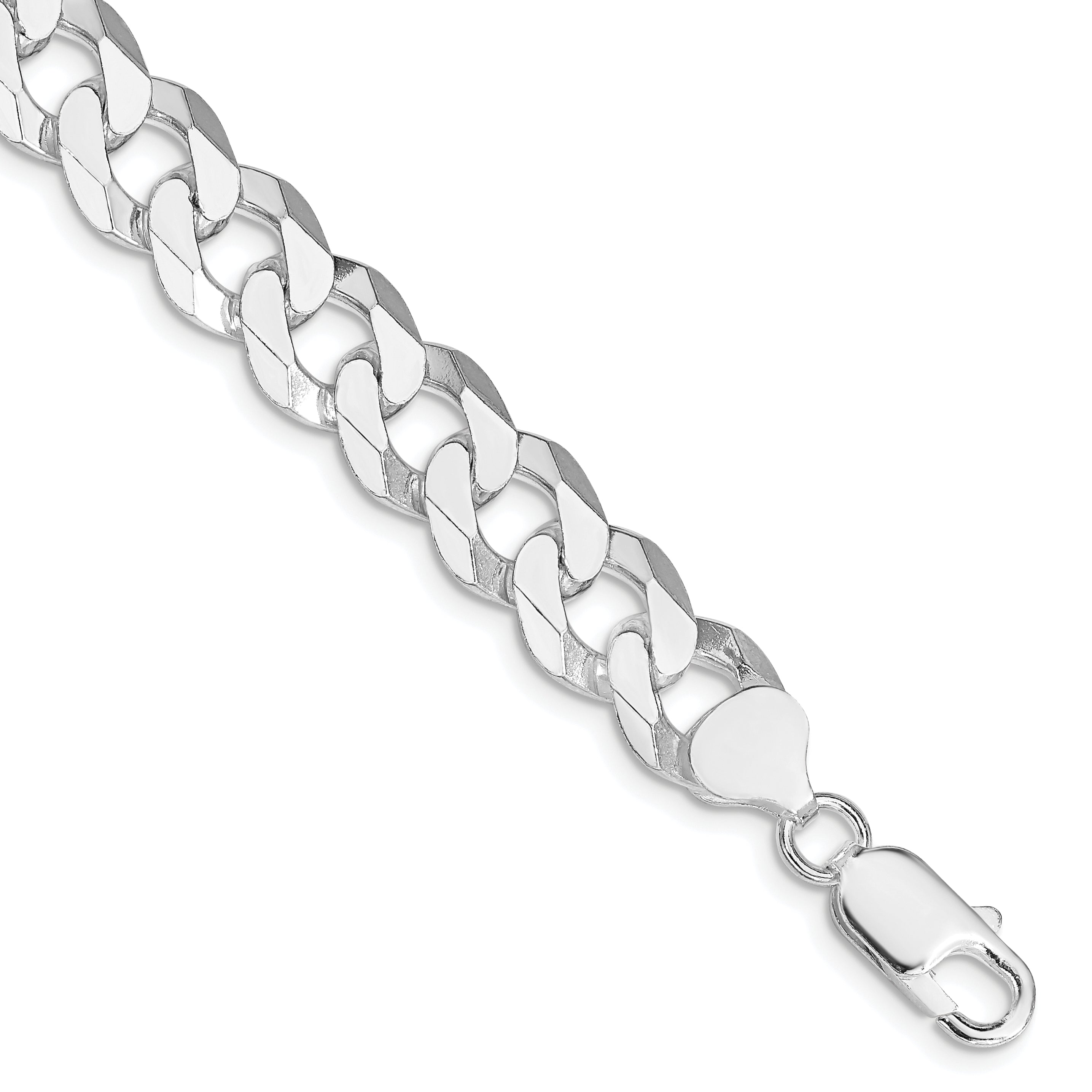 Sterling Silver Rhodium-plated 10.6mm Beveled Curb Chain Main image