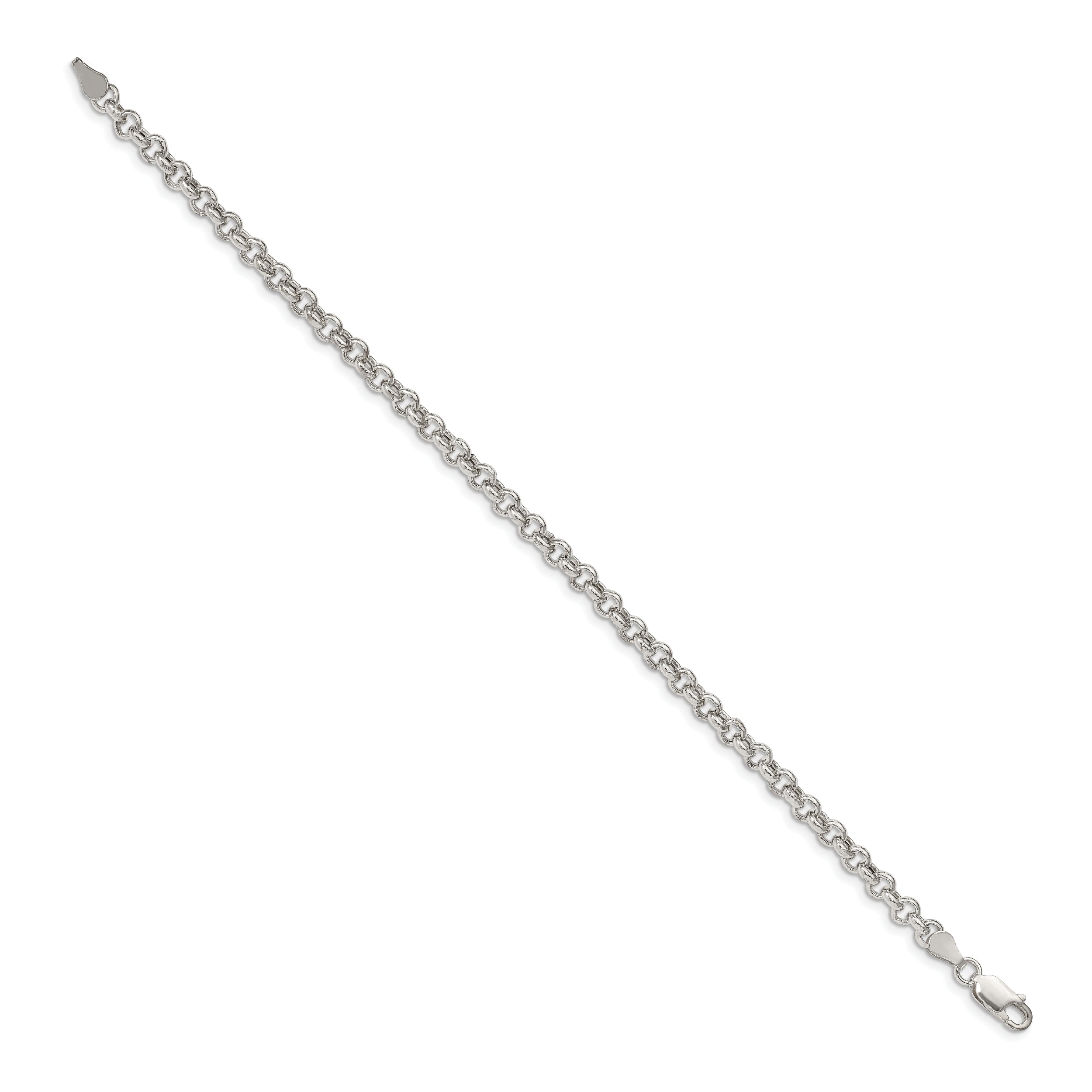 Sterling Silver 4.25mm Semi-solid Rolo Chain - 7