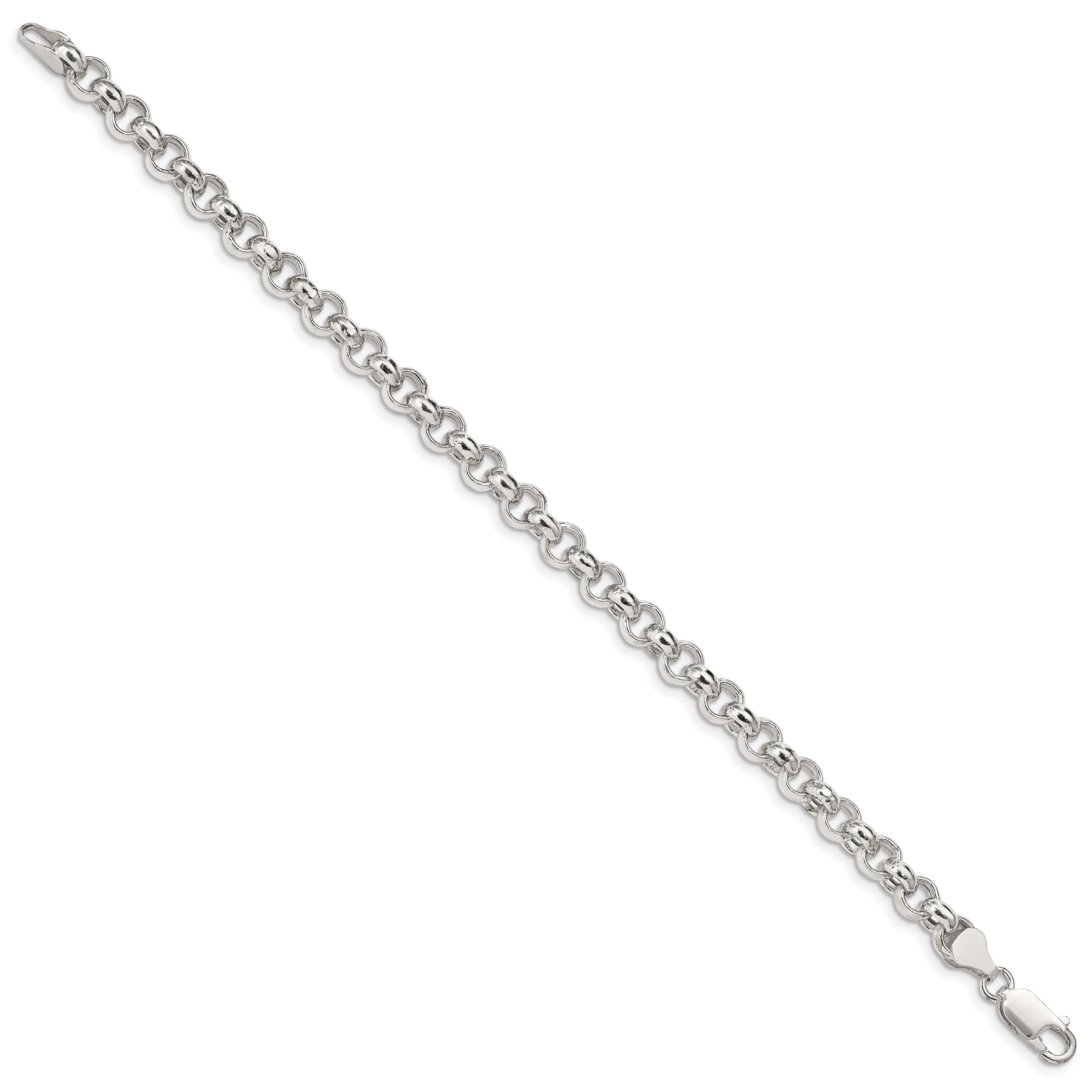 Sterling Silver 6.5mm Semi-solid Rolo Chain - 7
