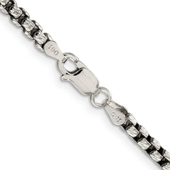 Sterling Silver 925 Men's Antiqued Round Box Chain Necklace 20 Inch - 20