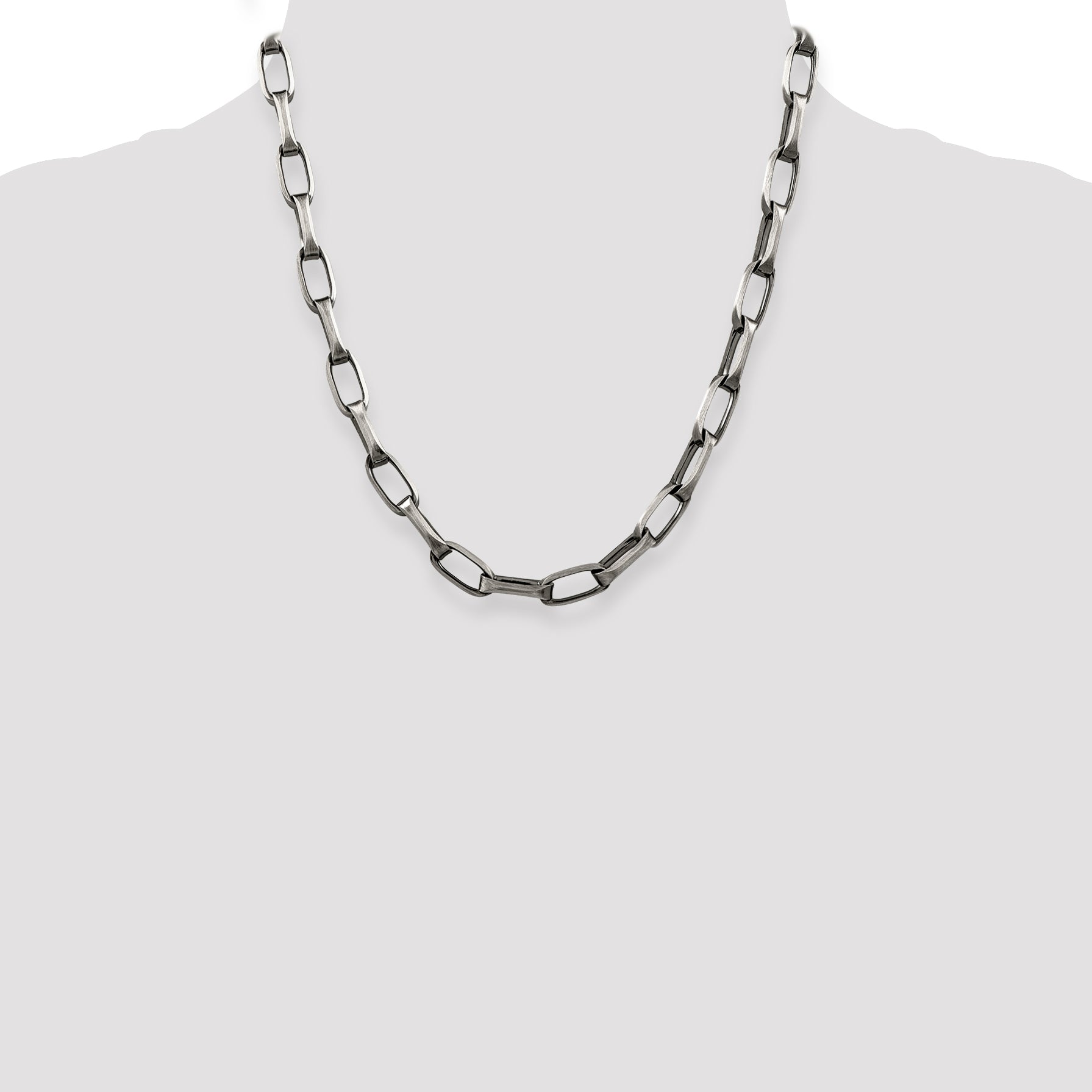 Sterling Silver 925 Men's Antiqued Open Link Chain Necklace 20