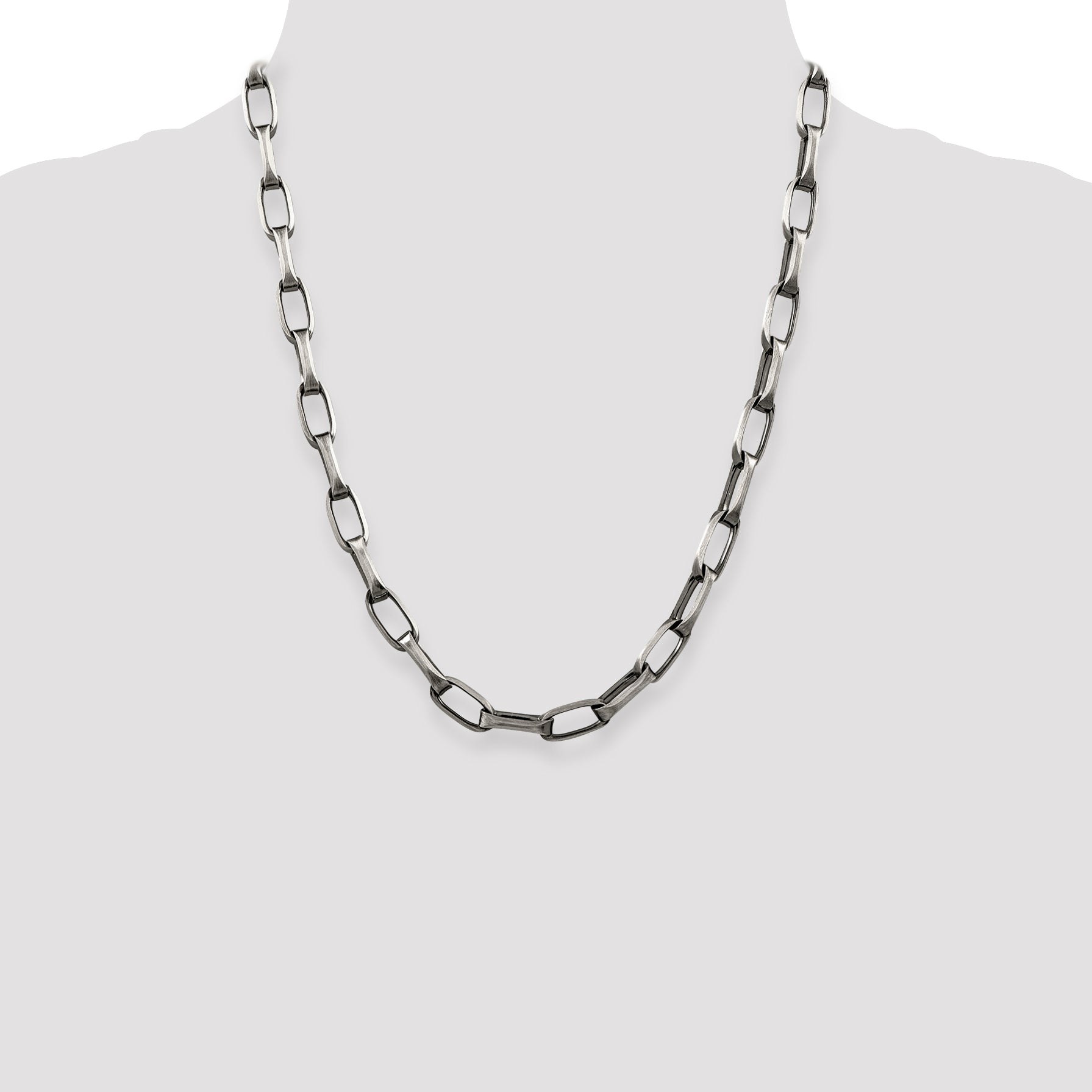 Sterling Silver 925 Men's Antiqued Open Link Chain Necklace 20