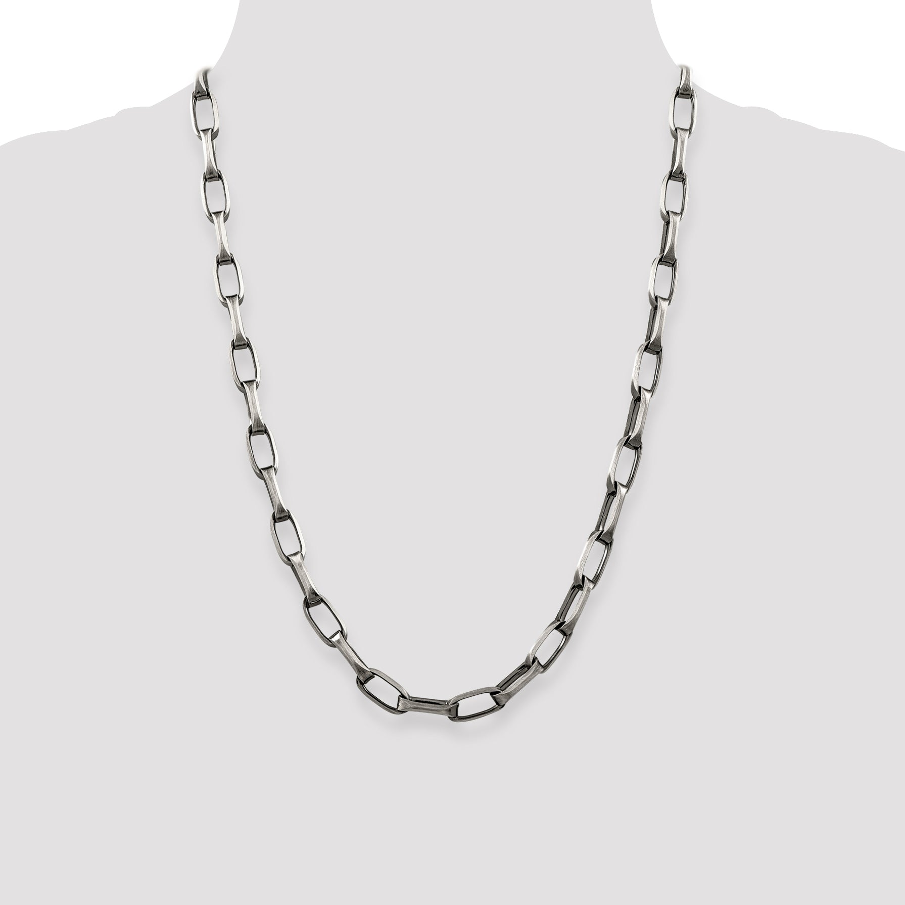 Sterling Silver 925 Men's Antiqued Open Link Chain Necklace 20