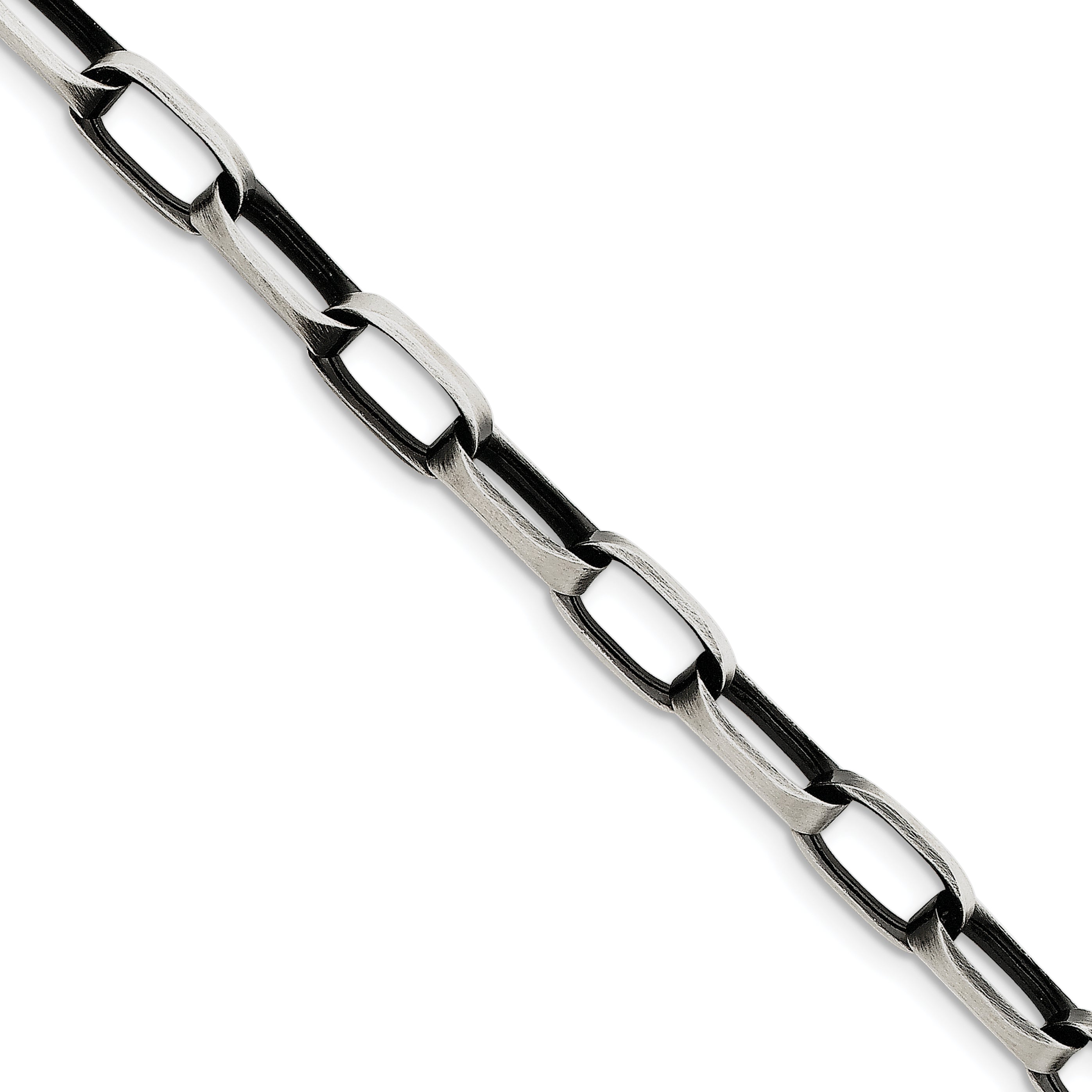 Sterling Silver 8mm Antiqued Oval Link Bracelet