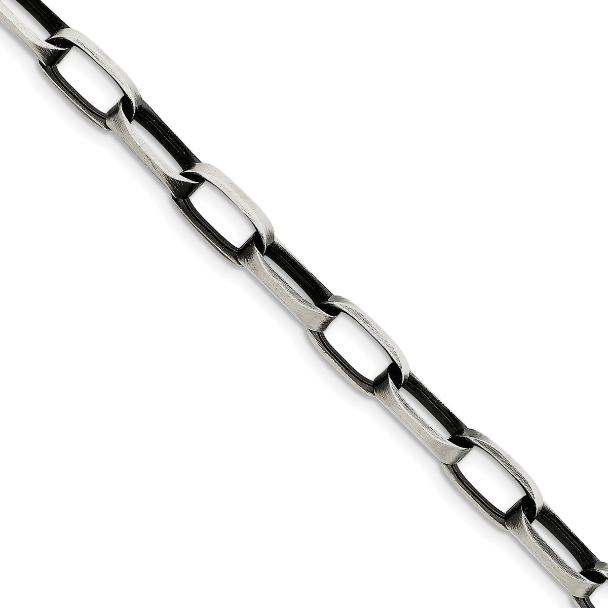 Sterling Silver 8mm Antiqued Oval Link Bracelet