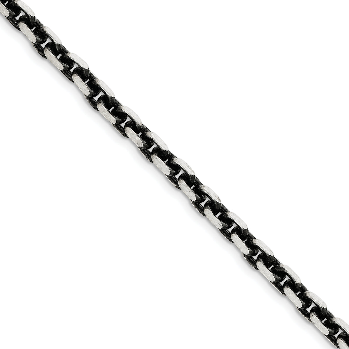 Sterling Silver 6.5mm Antiqued Cable Bracelet