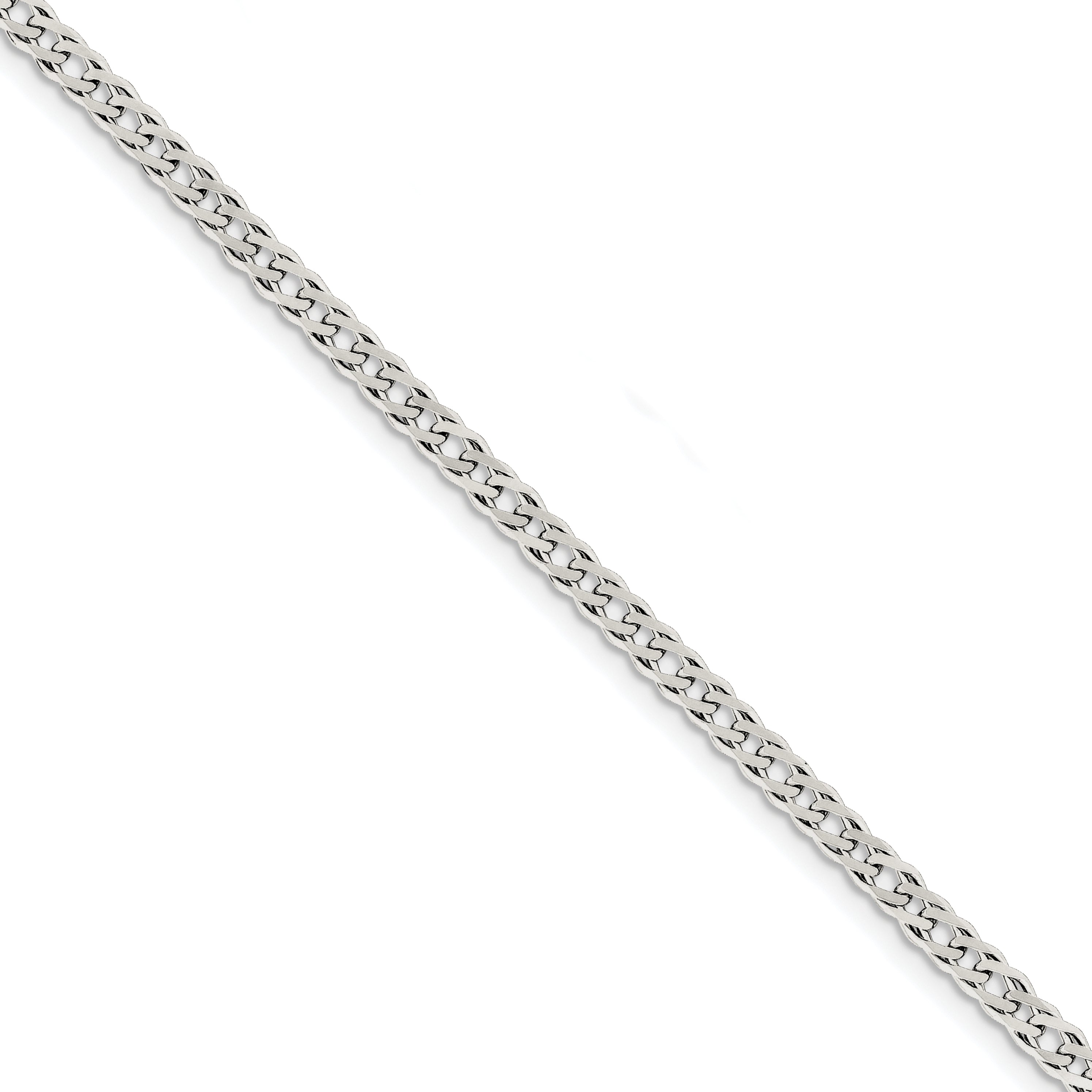 Sterling Silver 4.25mm Double 6 Side Diamond Cut Flat Link Curb Chain