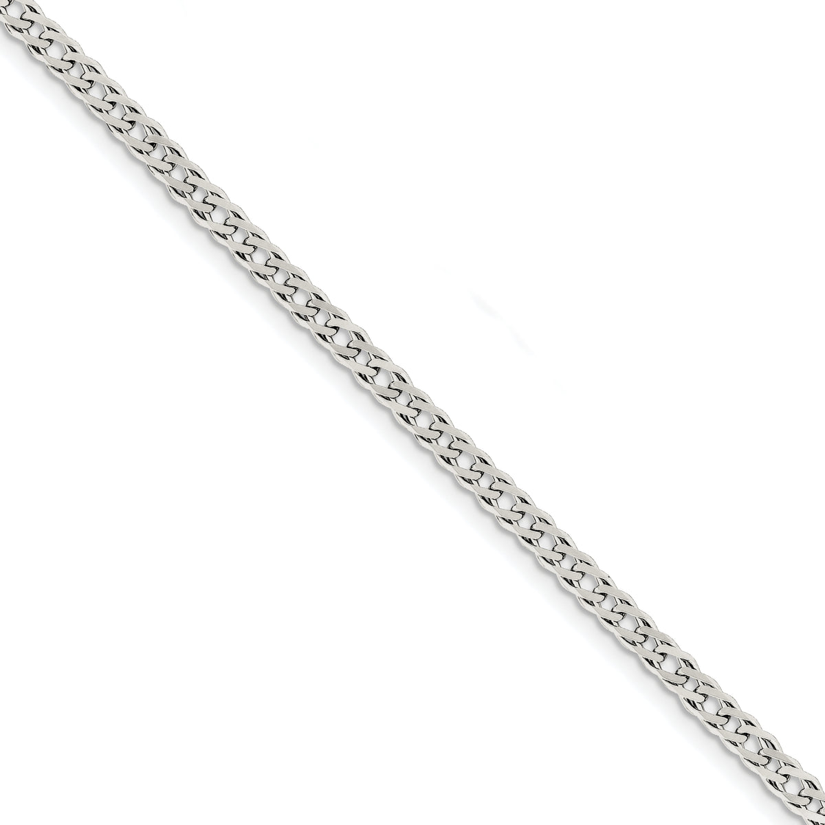 Sterling Silver 4.25mm Double 6 Side Diamond Cut Flat Link Curb Chain