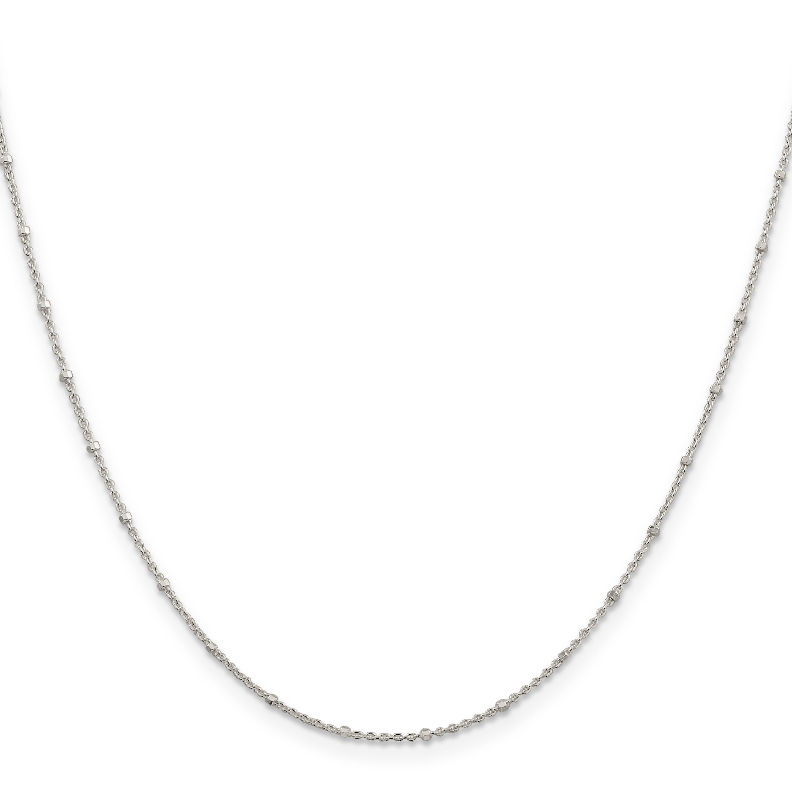 Sterling Silver 925 Polished Women's Rolo Necklace with Beads