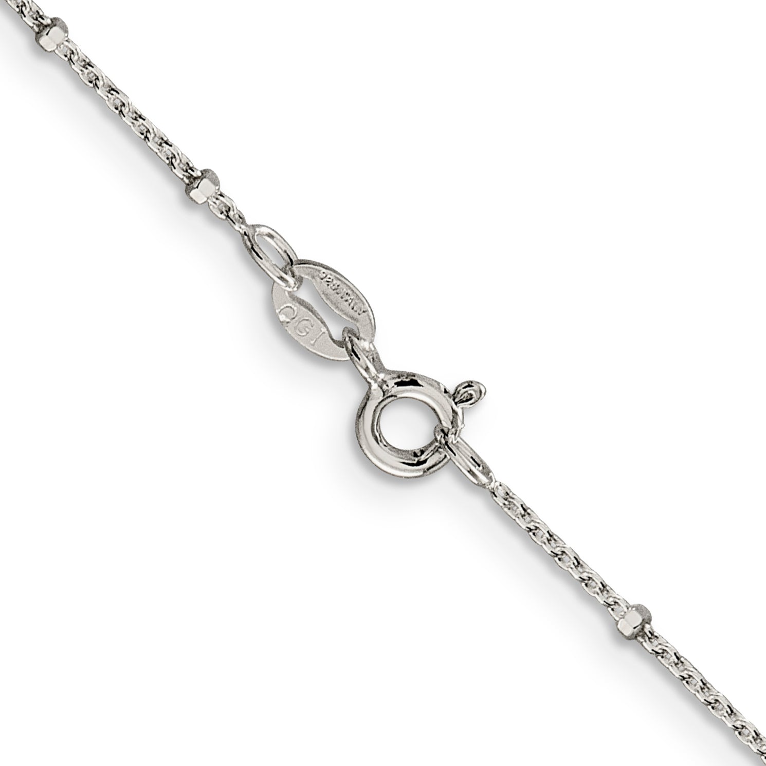 Sterling Silver 925 Polished Women's Rolo Necklace with Beads