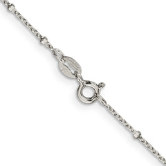 Sterling Silver 925 Polished Women's Rolo Necklace with Beads