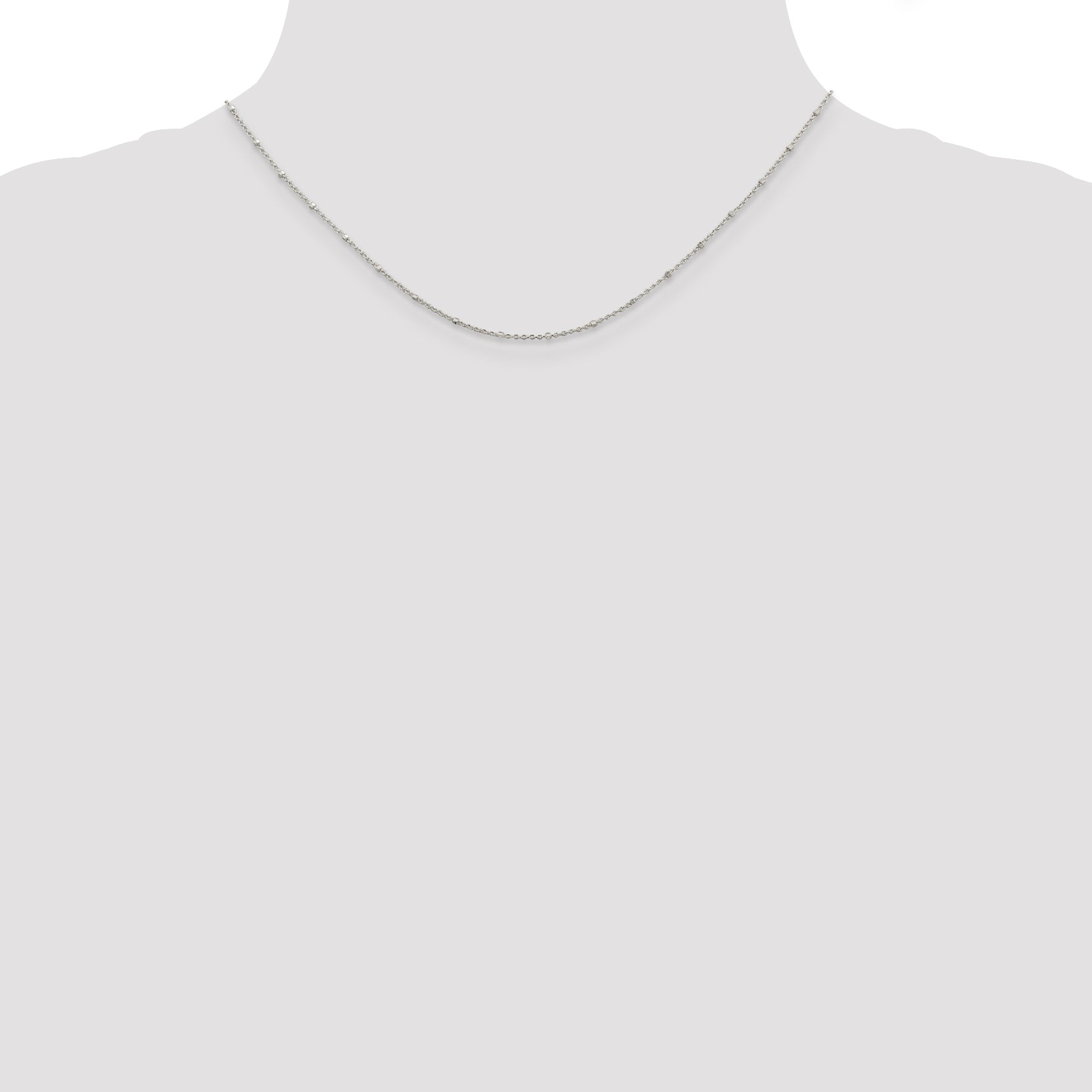 Sterling Silver 925 Polished Women's Rolo Necklace with Beads