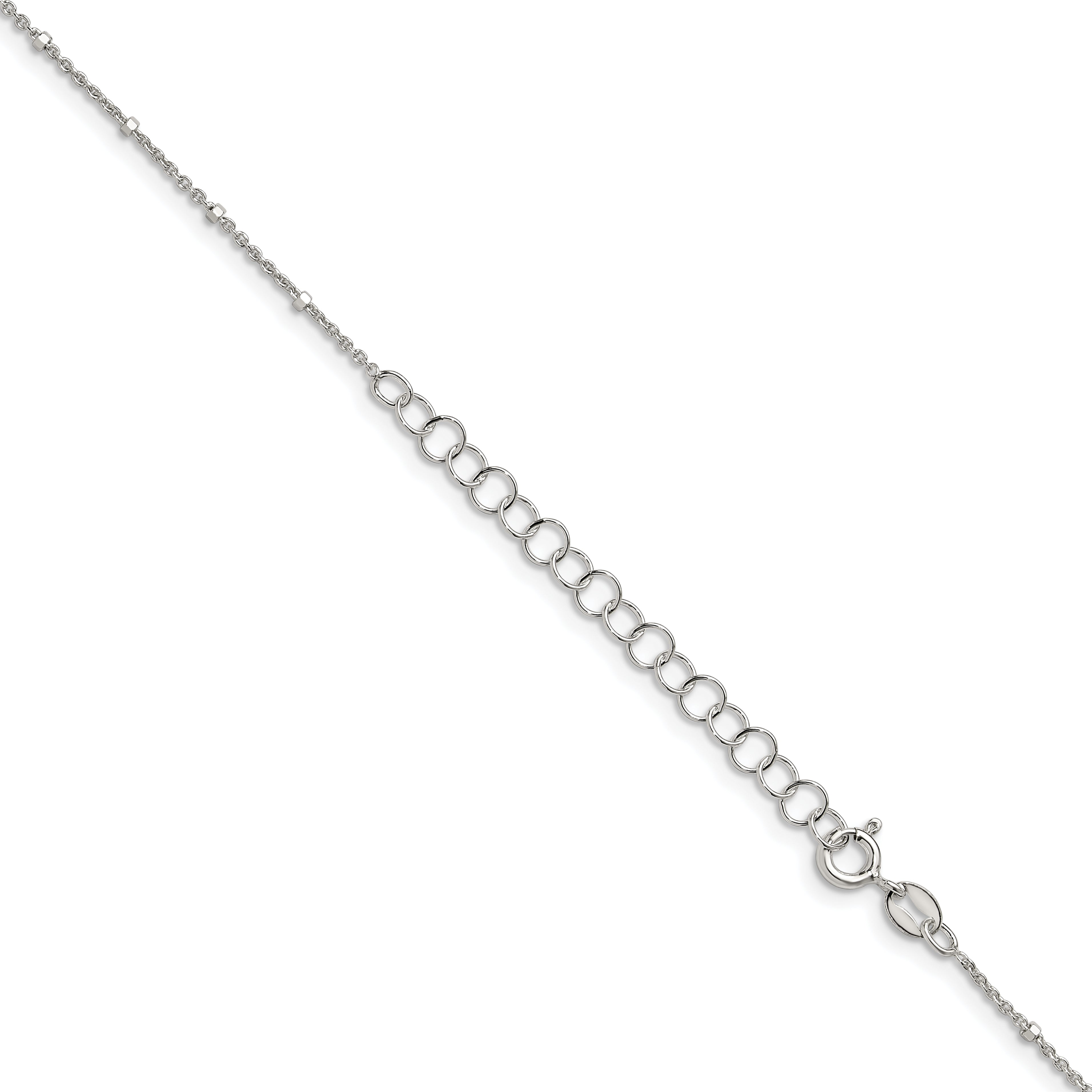 Sterling Silver 925 Polished Women's Rolo Necklace with Beads