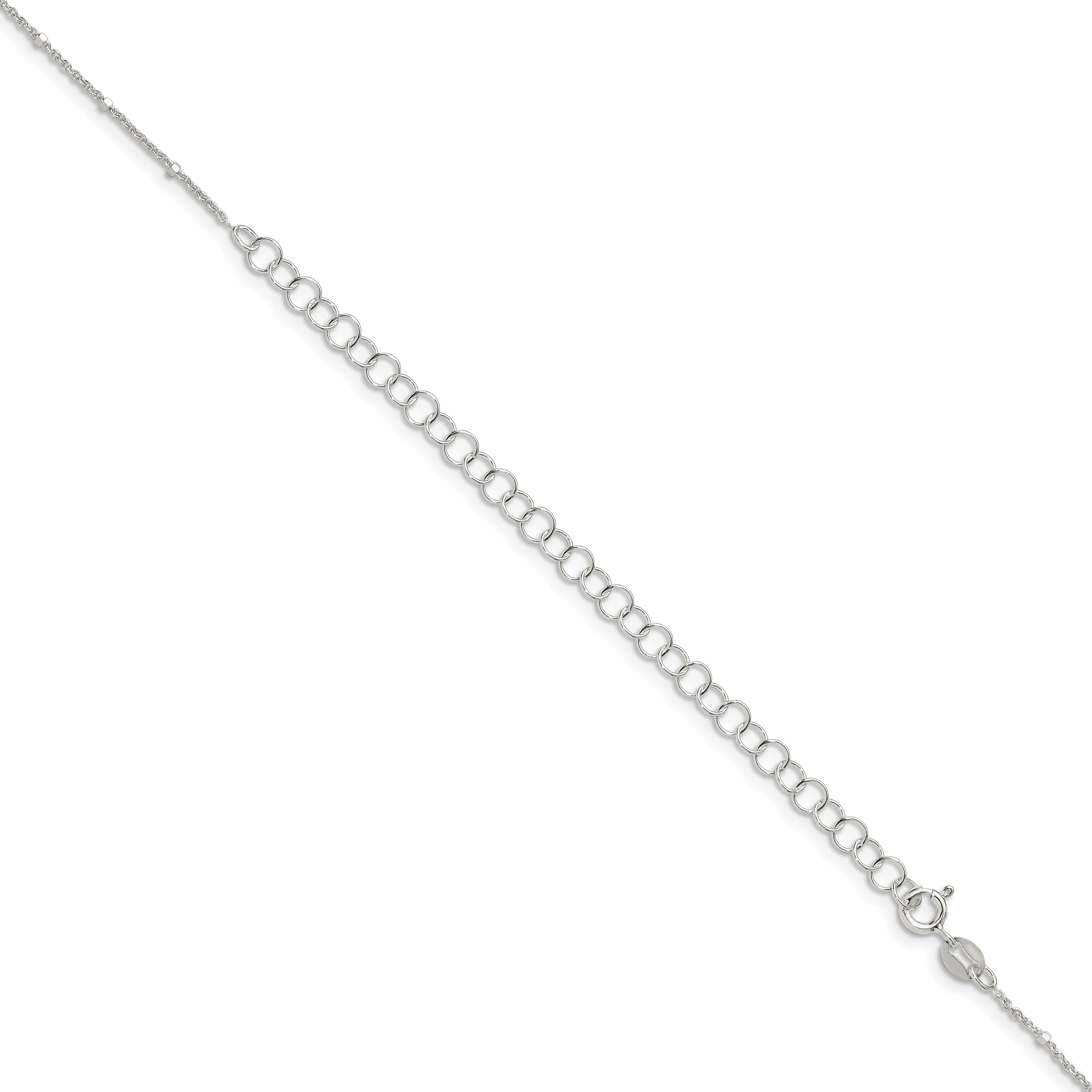 Sterling Silver 925 Polished Women's Rolo Necklace with Beads