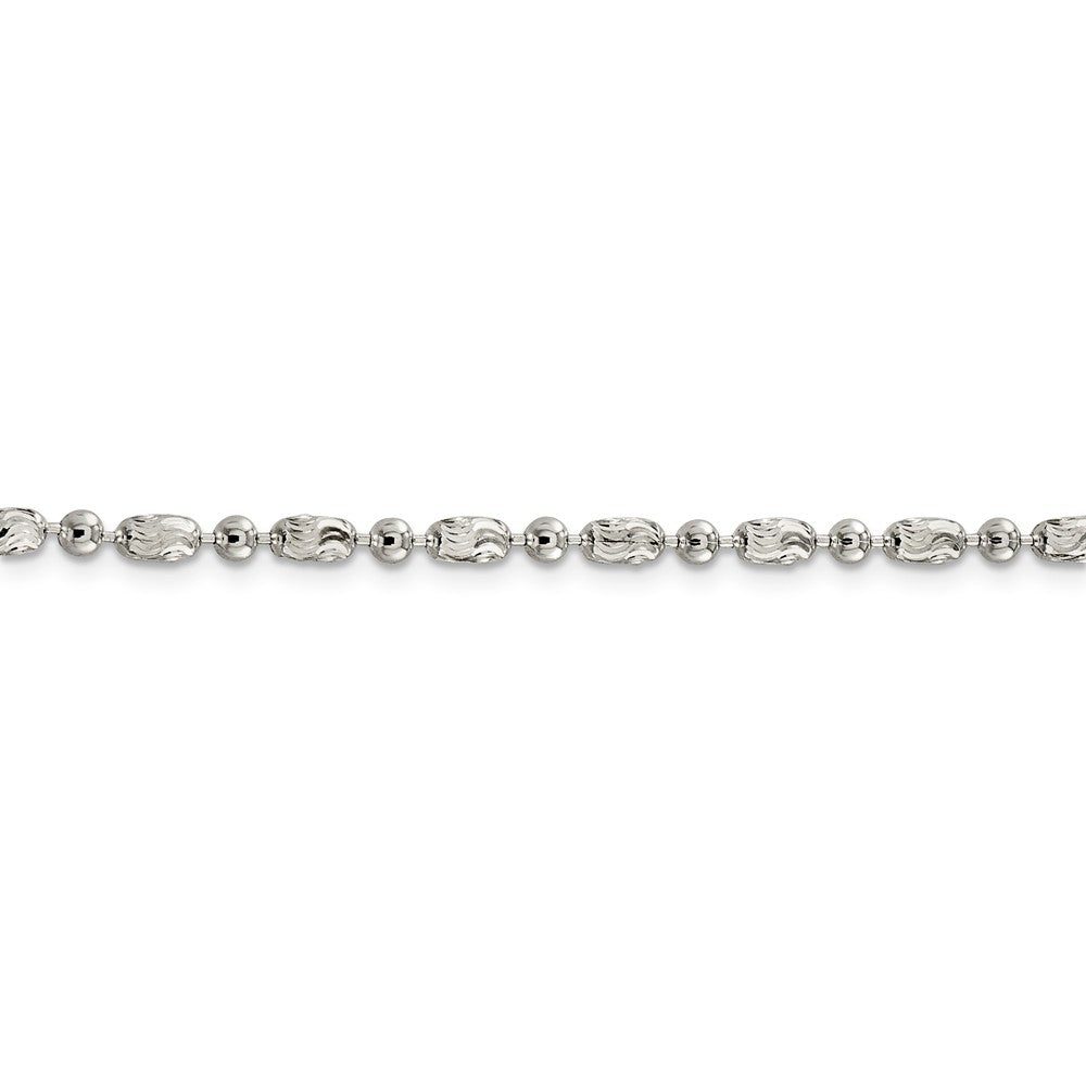 Sterling Silver 925 Bead Chain Necklace with Polished and Textured Design