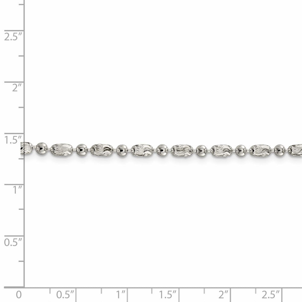 Sterling Silver 925 Bead Chain Necklace with Polished and Textured Design