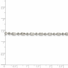 Sterling Silver 925 Bead Chain Necklace with Polished and Textured Design