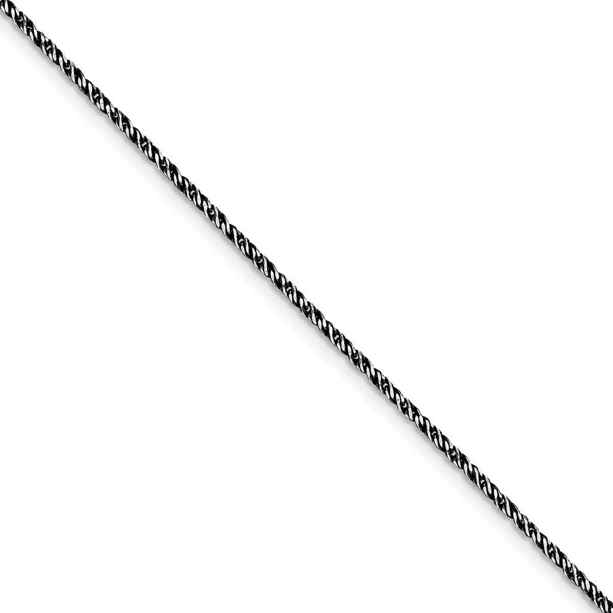 Sterling Silver Ruthenium-plated 1.7mm Twisted Tight Wheat Chain