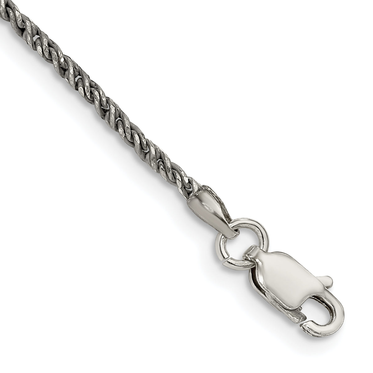 Sterling Silver Ruthenium-plated 1.7mm Twisted Tight Wheat Chain