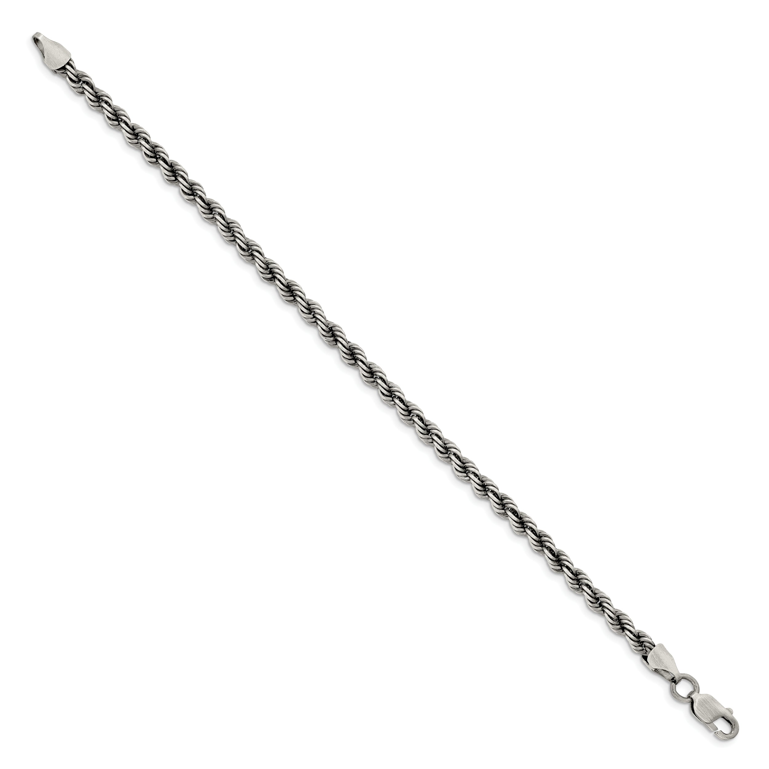 Sterling Silver Ruthenium-plated 4mm Rope Chain - 8