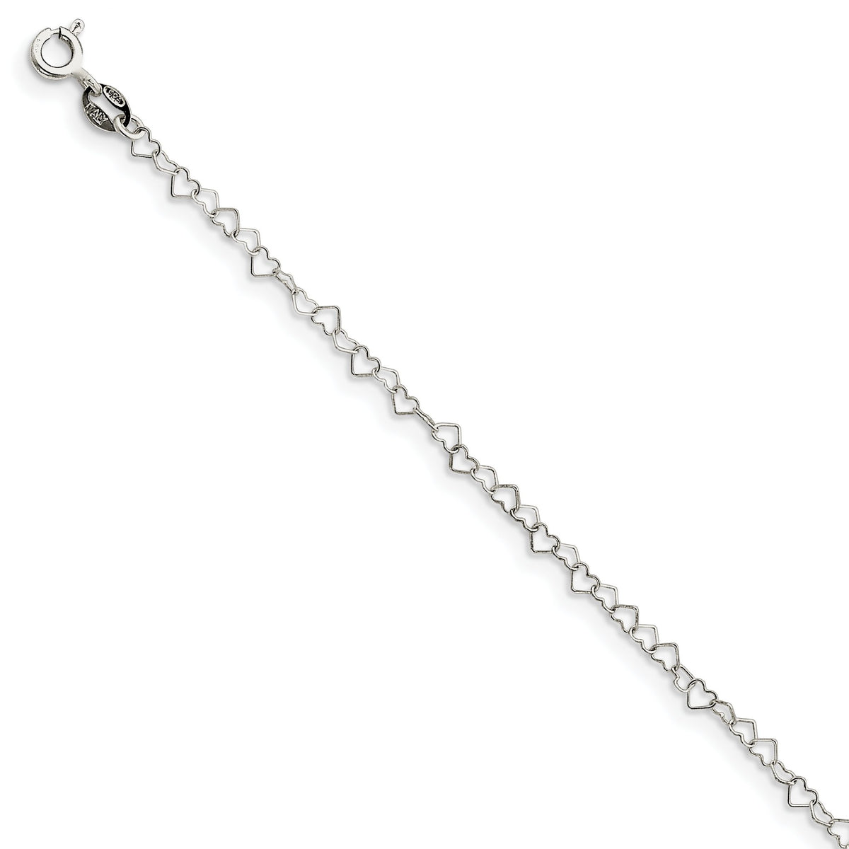 Fancy Heart Link Chain in Sterling Silver, 3.5mm, 7 Inch - Sophia Jewelers Main image