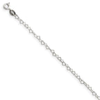 Fancy Heart Link Chain in Sterling Silver, 3.5mm, 7 Inch - Sophia Jewelers