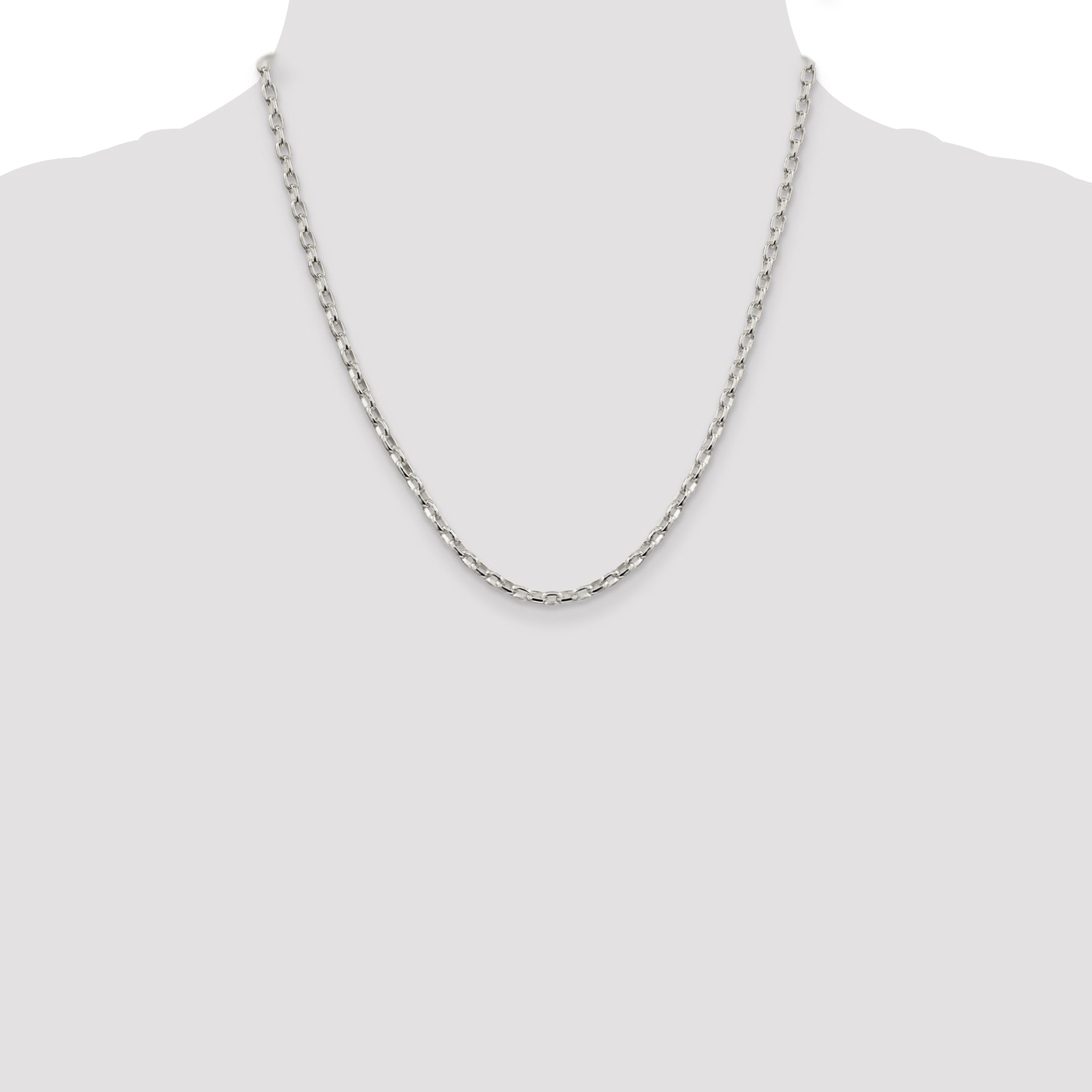 Sterling Silver 925 Polished Rolo Chain Necklace for Elegant Wear