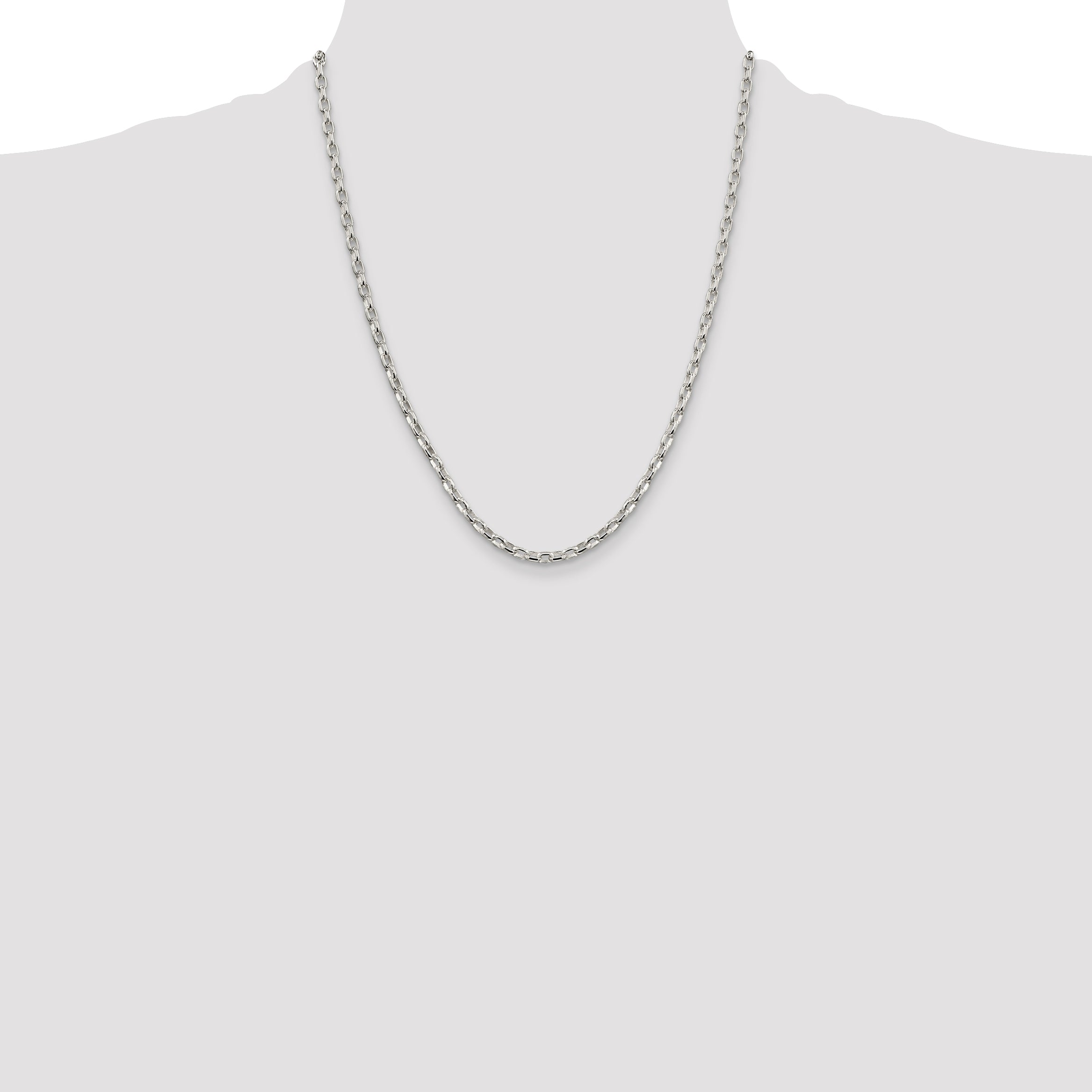Sterling Silver 925 Polished Rolo Chain Necklace for Elegant Wear