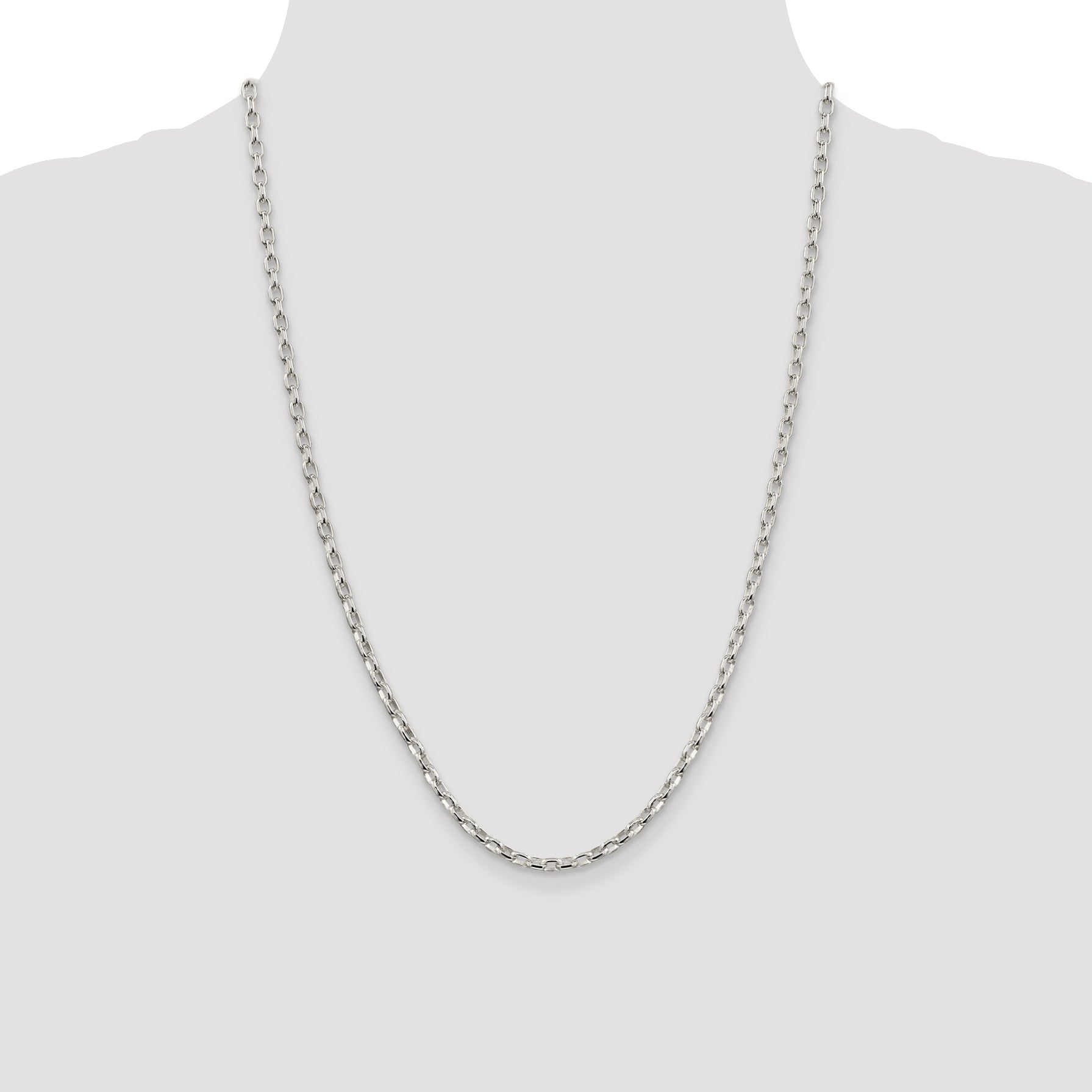 Sterling Silver 925 Polished Rolo Chain Necklace for Elegant Wear