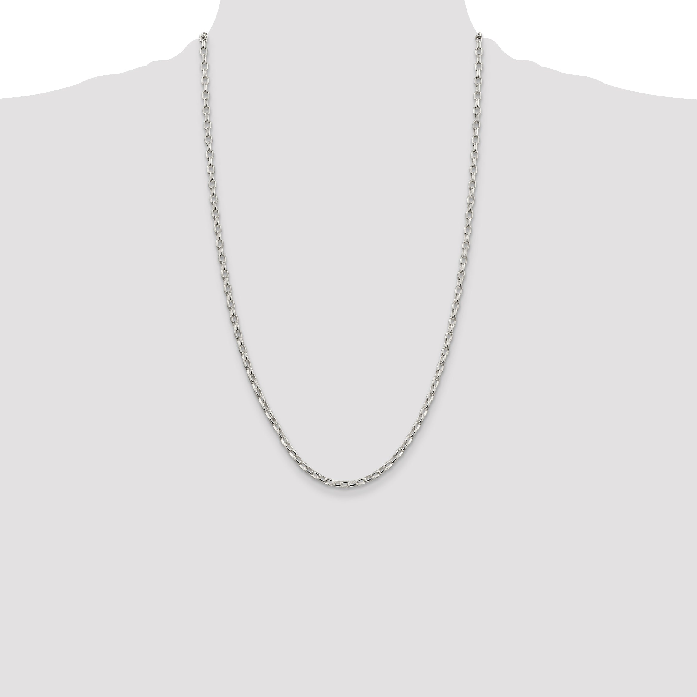 Sterling Silver 925 Polished Rolo Chain Necklace for Elegant Wear