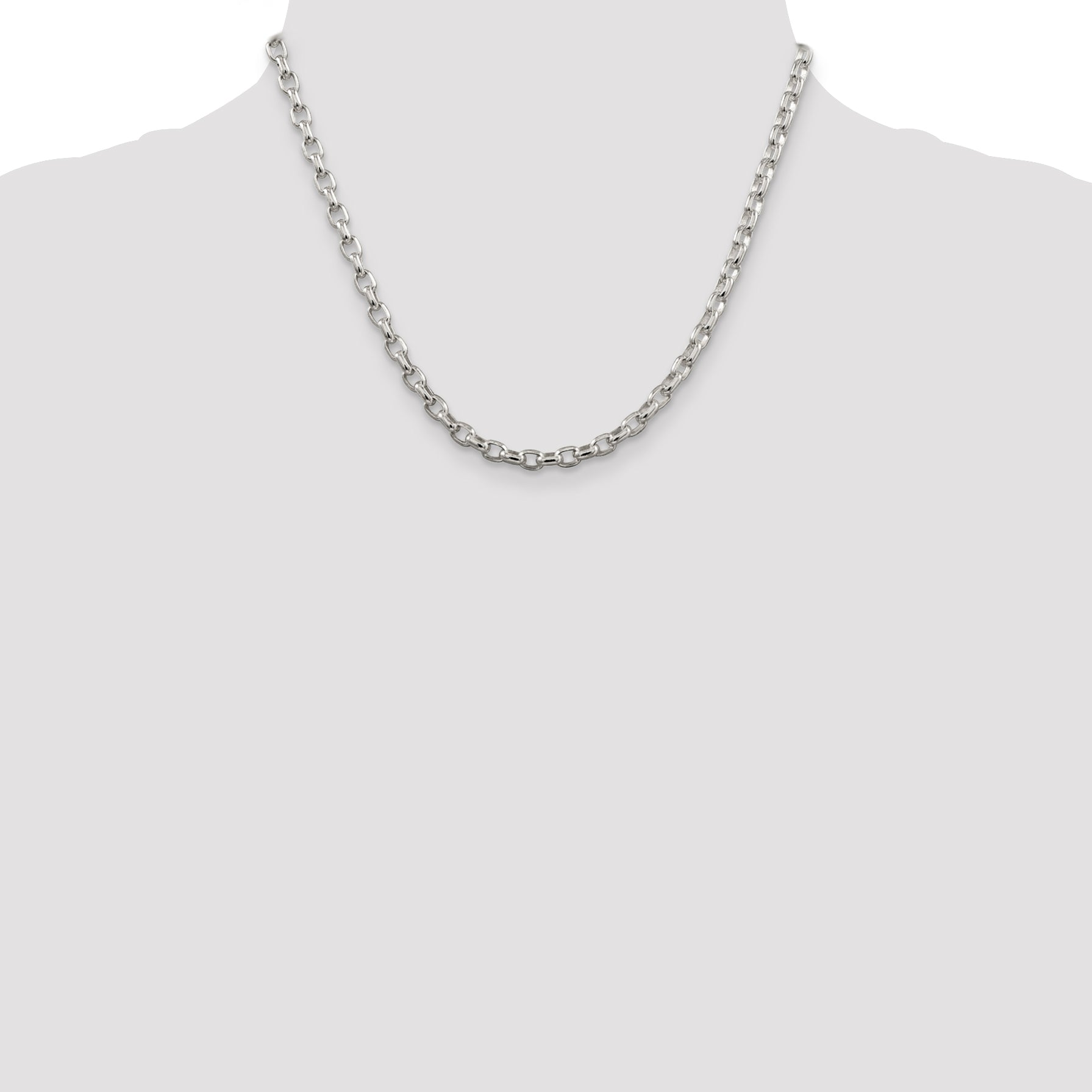 Sterling Silver 4.4mm Oval Fancy Rolo Chain