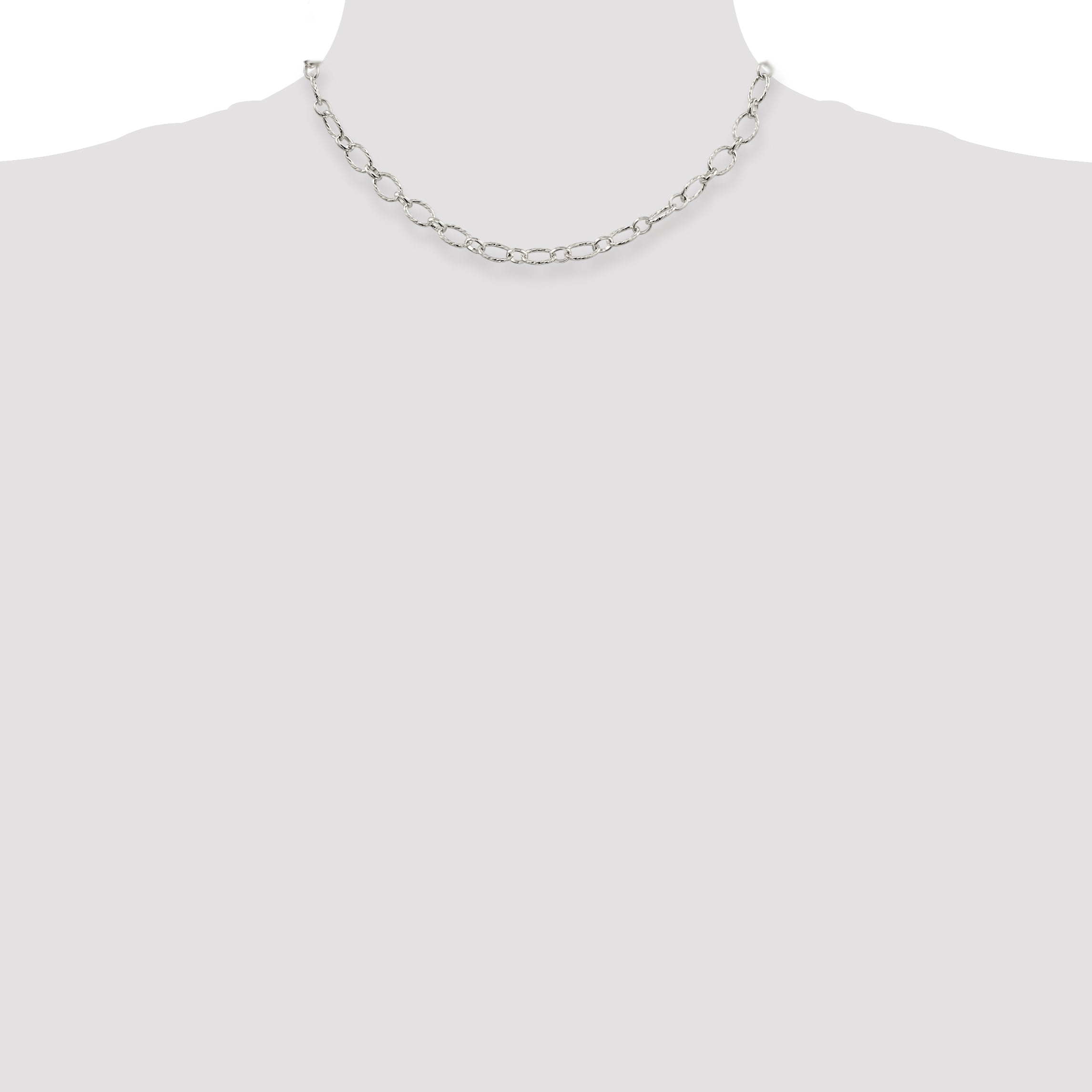 Sterling Silver 6.1mm Fancy Patterned Rolo Chain
