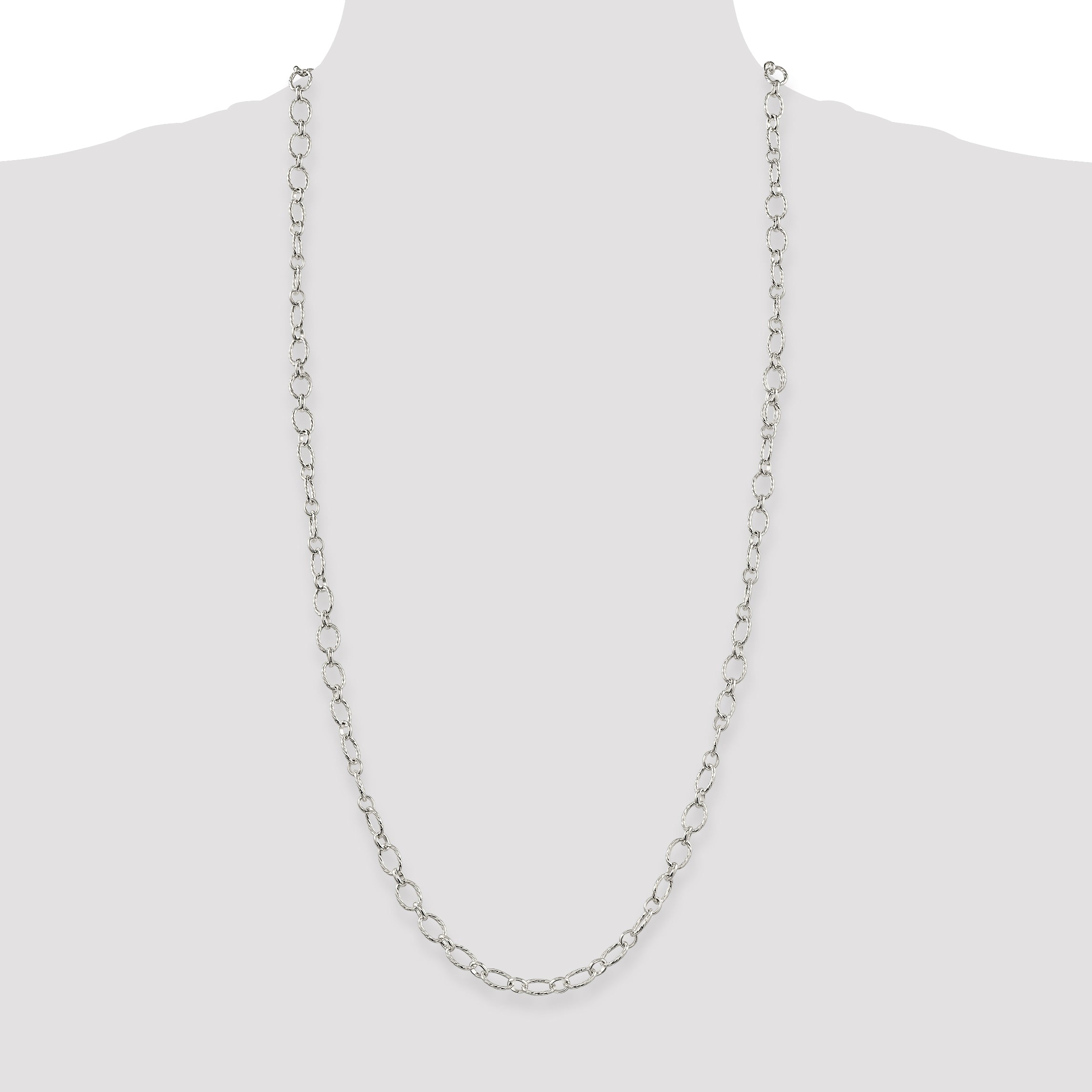 Sterling Silver 6.1mm Fancy Patterned Rolo Chain
