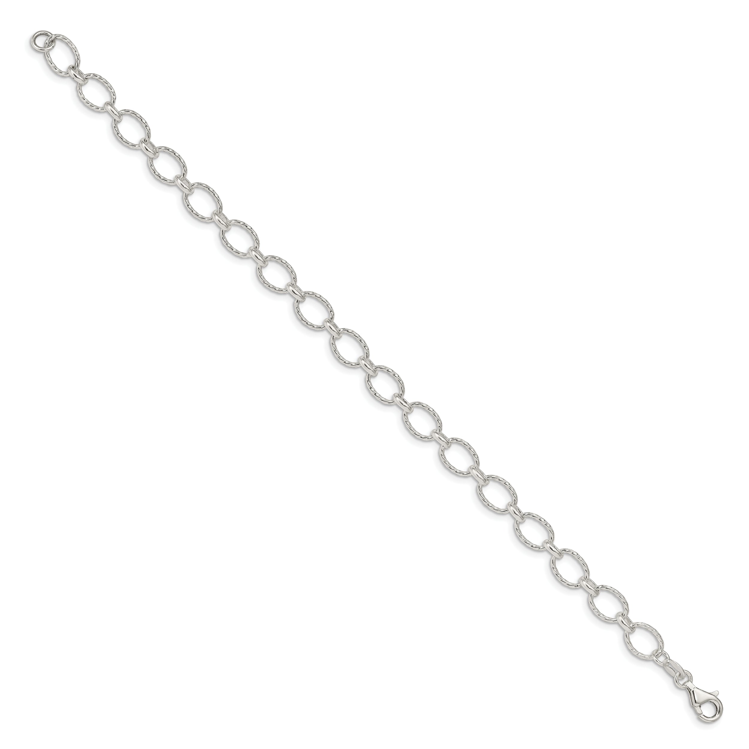 Sterling Silver 6.1mm Fancy Patterned Rolo Chain - 7