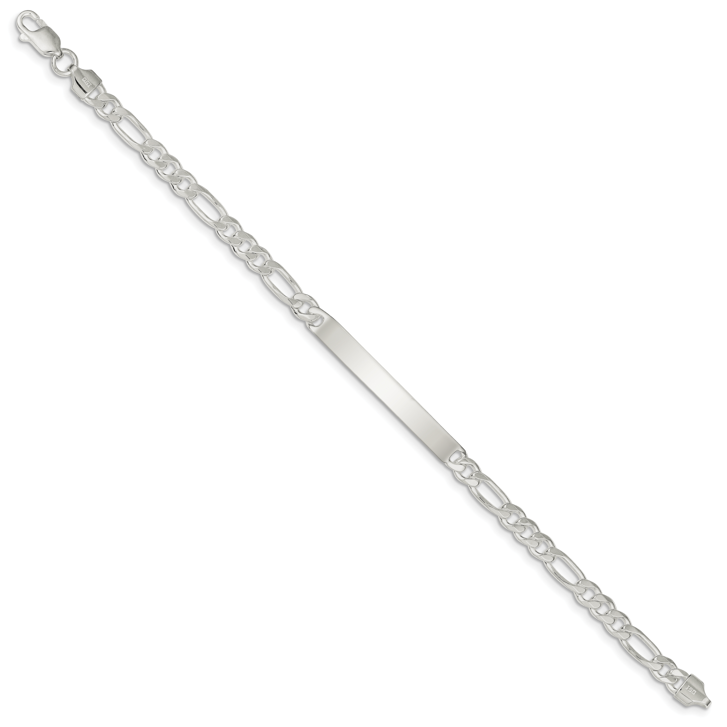 Sterling Silver Figaro Link ID Bracelet Secondary image