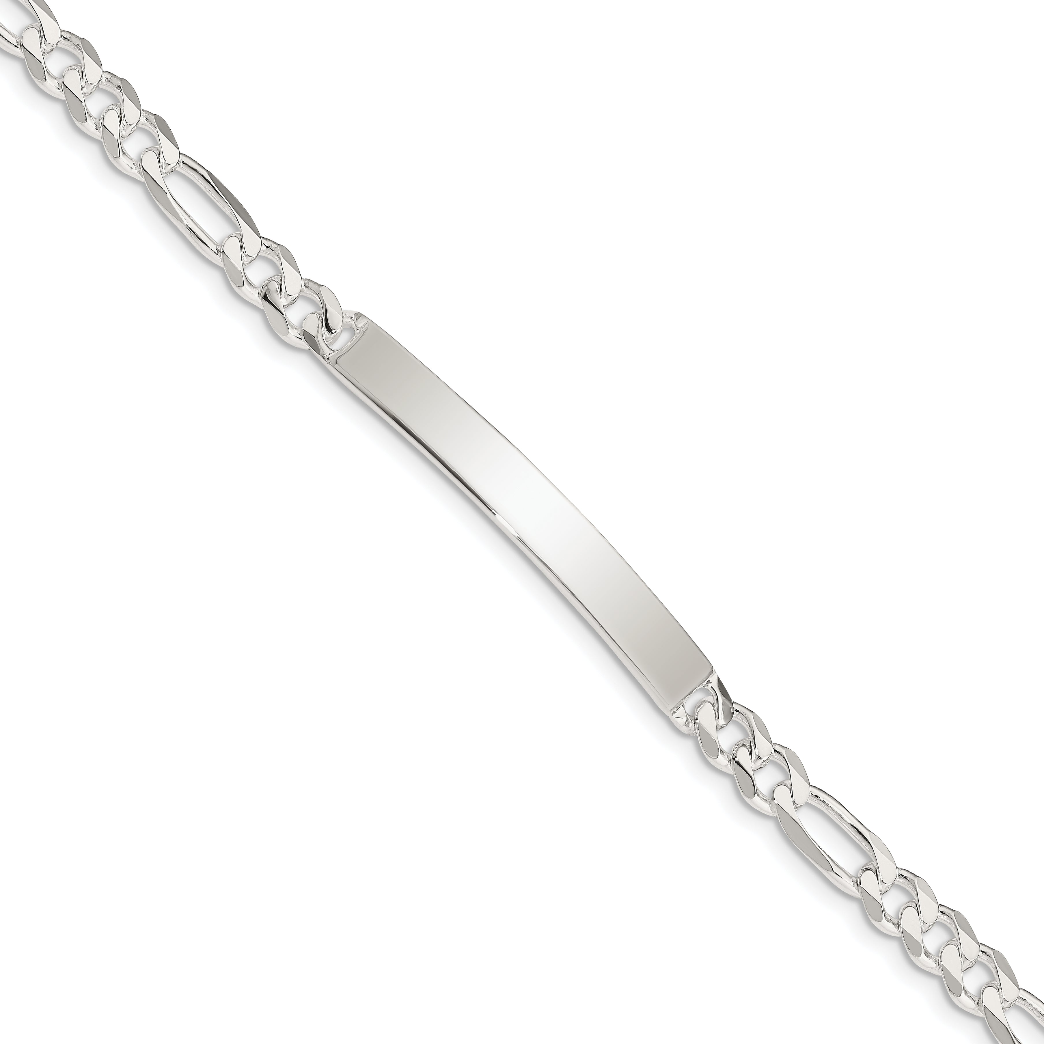 Sterling Silver Figaro Link ID Bracelet Main image