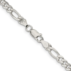 Sterling Silver 4.75mm Pav‚ Flat Figaro Chain