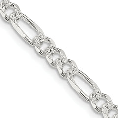Sterling Silver 4.75mm Pav‚ Flat Figaro Chain
