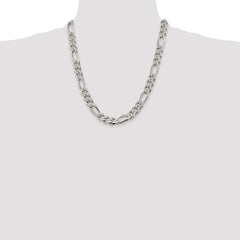 Sterling Silver 22 Pavé Figaro Chain for Men, Polished and Anti-Tarnish