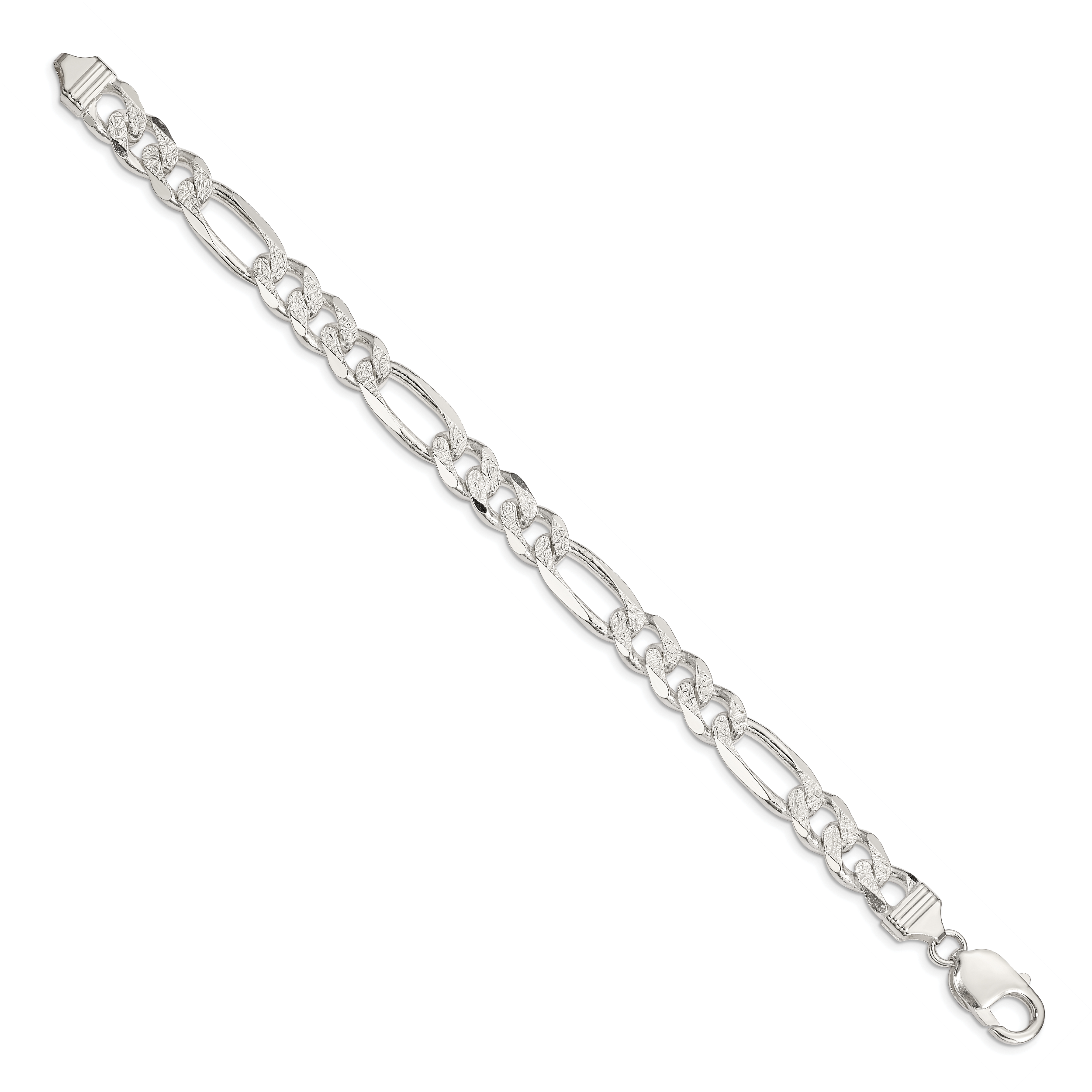 Sterling Silver 10.5mm PavÃƒÂƒÃ‚Â¢ÃƒÂ¢Ã¢Â€ÂšÃ‚Â¬ÃƒÂ…Ã‚Â¡ Flat Figaro Chain