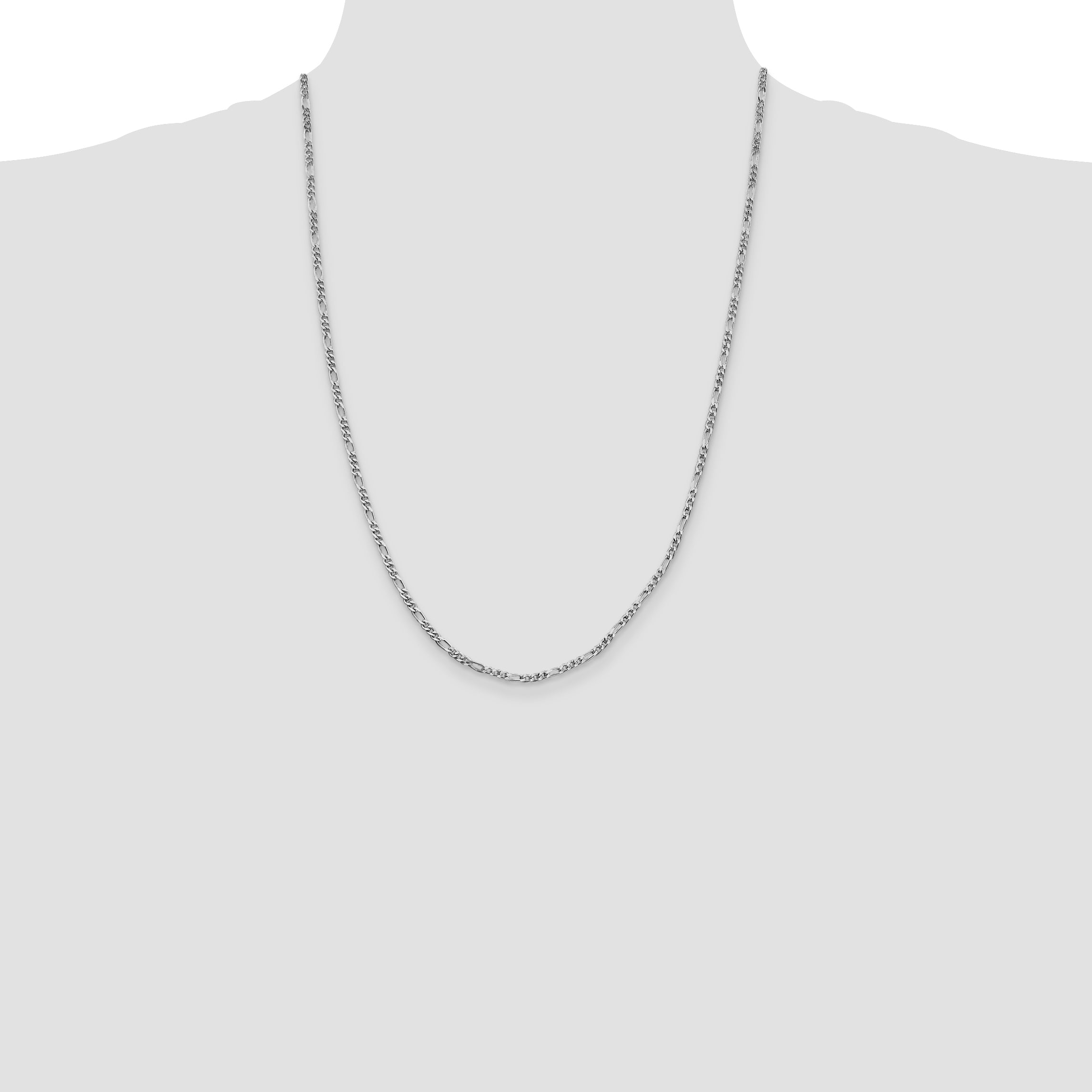 Sterling Silver Rhodium-plated 2.5mm Figaro Chain