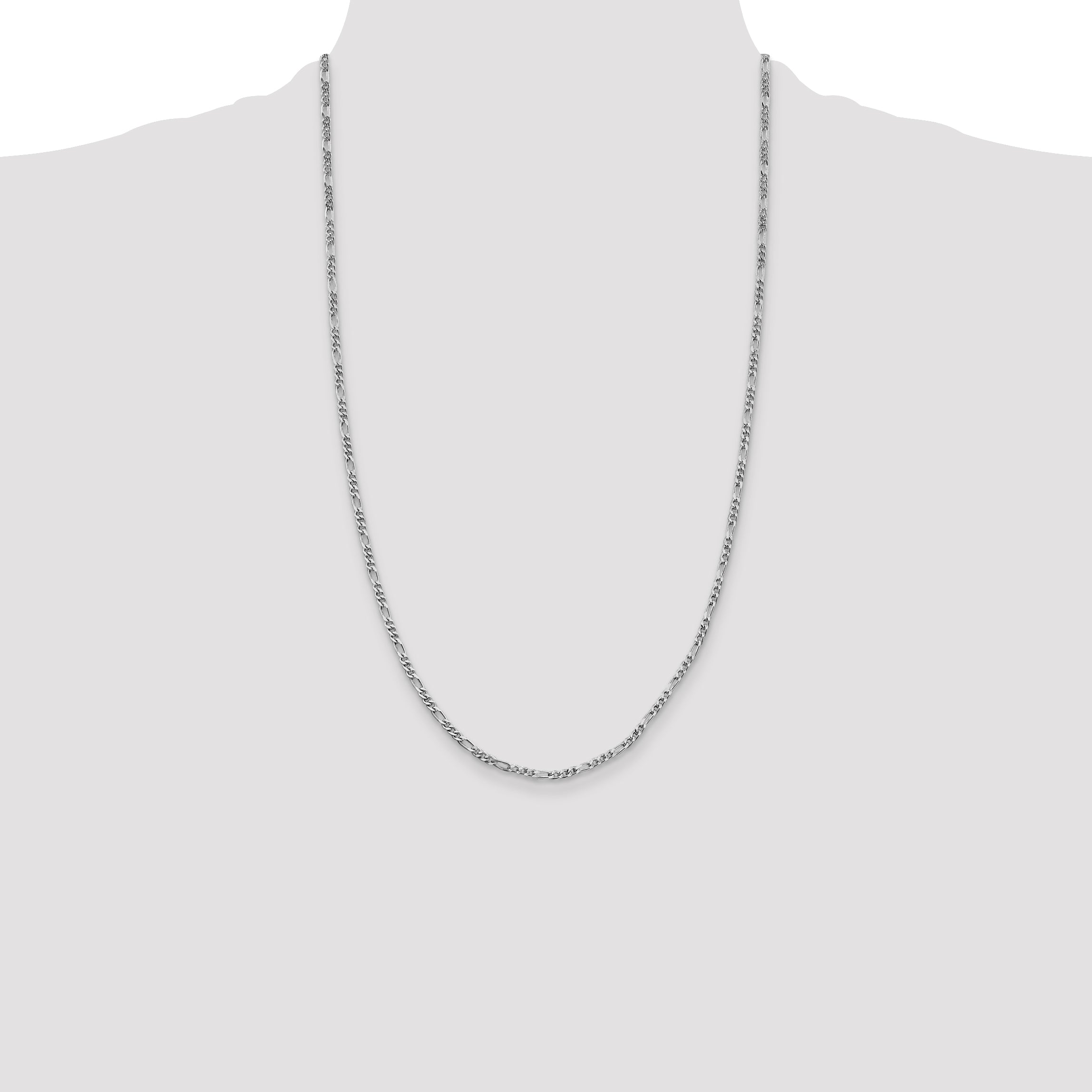 Sterling Silver Rhodium-plated 2.5mm Figaro Chain