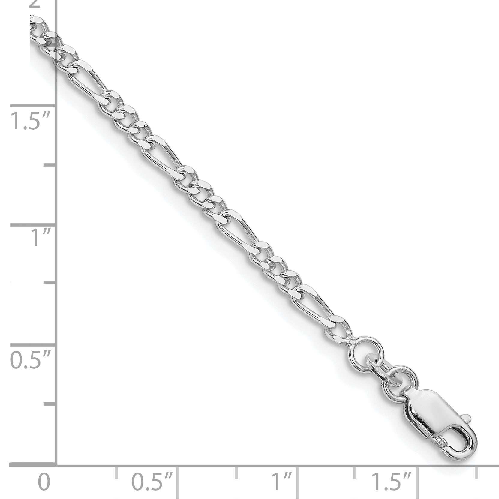 Sterling Silver Rhodium-plated 2.5mm Figaro Chain - 7