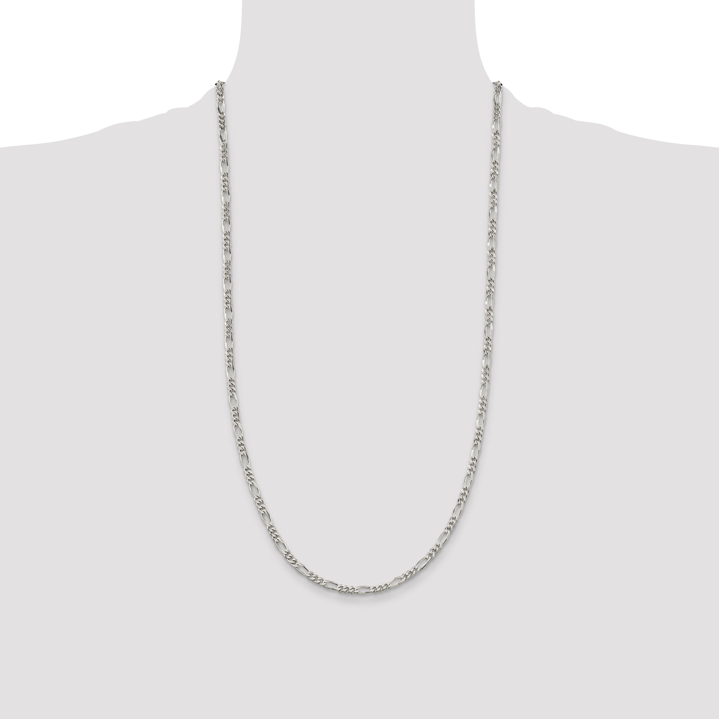 Sterling Silver Rhodium-plated 3.5mm Figaro Chain